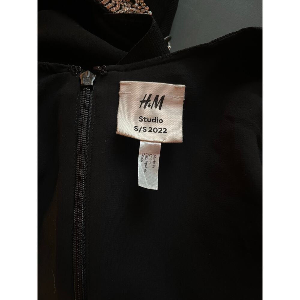 H&M Studio 2022 Black Cutout Mini Dress with Rhinestone Embellishments sz S - Picture 10 of 12